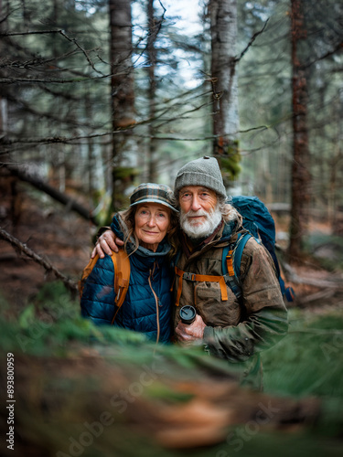 Elderly Couple Camping in Scenic Mountain Forest.created by AI