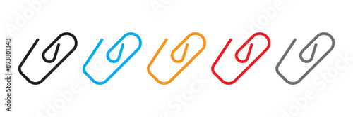 Colored paper clip isolated vector. Iink icon, paperclip icon. attached link file icon, internet web page URL icon, attachment , document, office paper clip icon symbol.