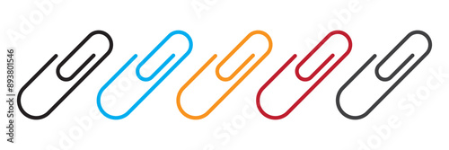 Clip line icon set. Attached link file icon, internet web page URL icon, attachment , document, office paper clip icon. Paper clip illustration sign collection. Page holder. 
