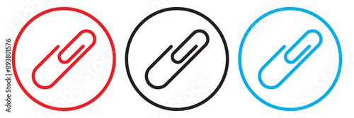 Paper clip icons set. Link icon, paperclip icon vector set. Attached file sign, Office document attachment, Paper clip icons collection.