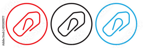Paper clip icons set. Link icon, paperclip icon vector set. Attached file sign, Office document attachment, Paper clip icons collection.