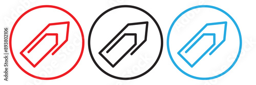 Paper clip icons set. Link icon, paperclip icon vector set. Attached file sign, Office document attachment, Paper clip icons collection.