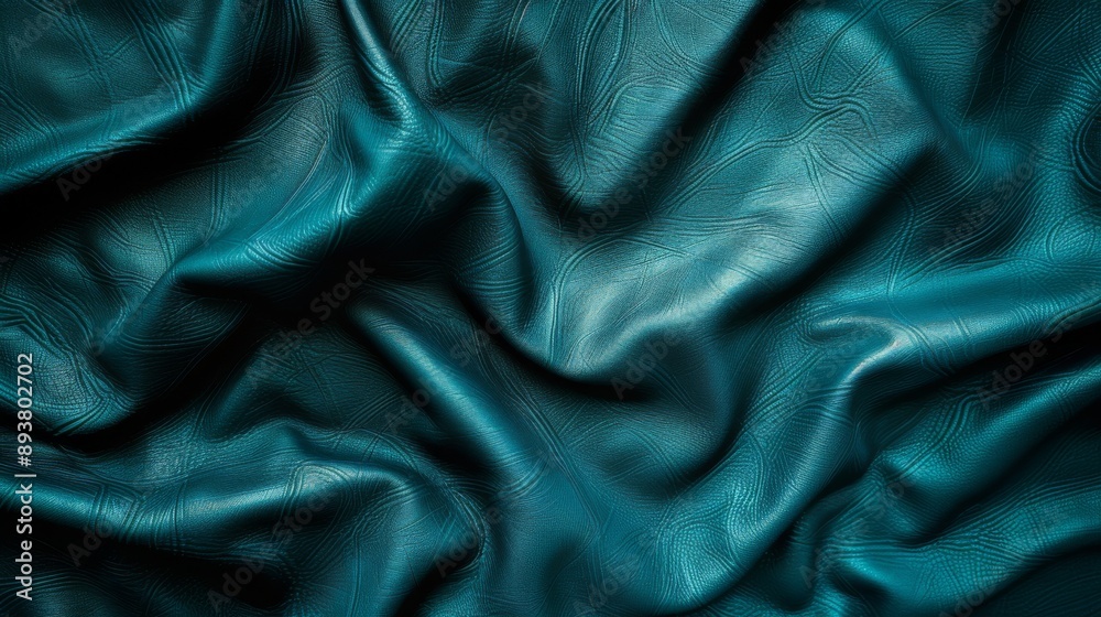 Fototapeta premium Teal Leather Background Texture.
