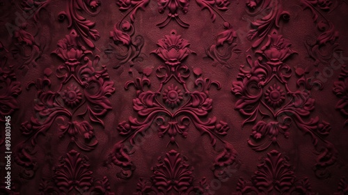 Red Floral Embossed Pattern.