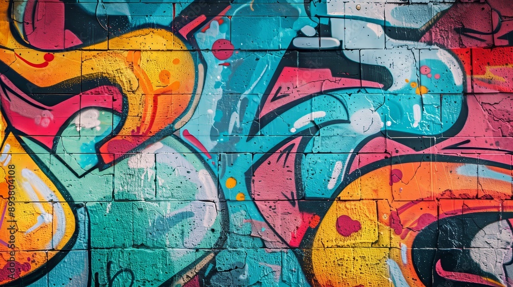A vibrant graffiti wall bursts with colors and street art, energizing the urban environment. A vibrant graffiti wall bursts with colors and street art, energizing the urban environment.