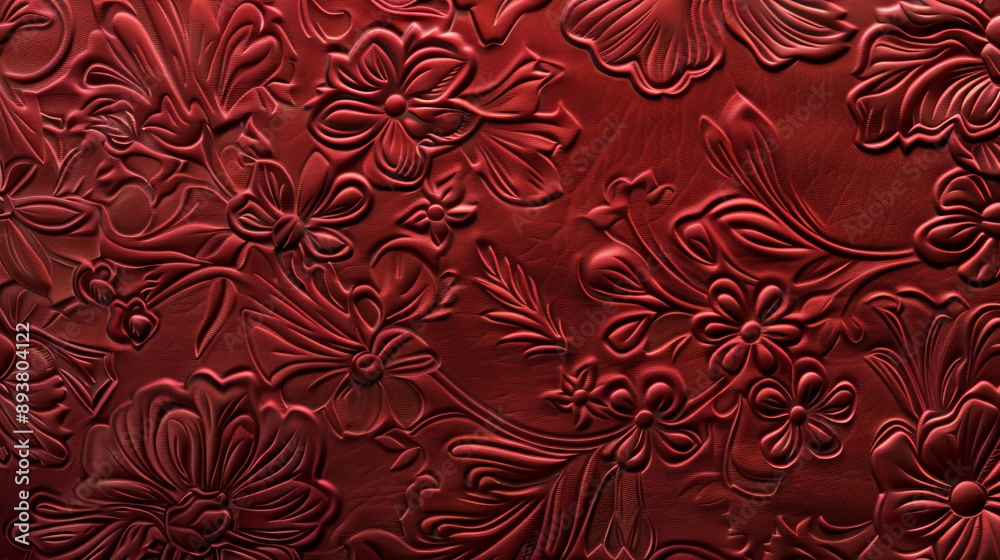 Red Floral Embossed Pattern. Red Floral Embossed Pattern.