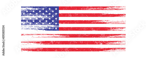 Distressed grunge American flag design isolated on transparent background eps 10