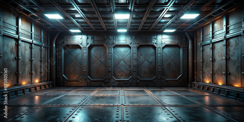 Gloomy Industrial Metal Room Background for Creative Design Projects