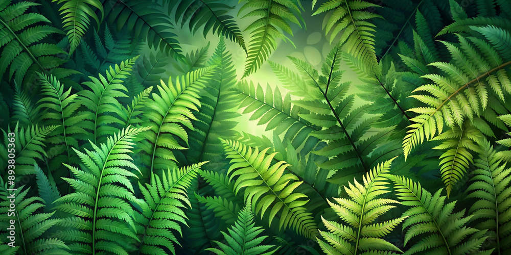 Lush Green Fern Background with Elegant Foliage Lush Green Fern Background with Elegant Foliage