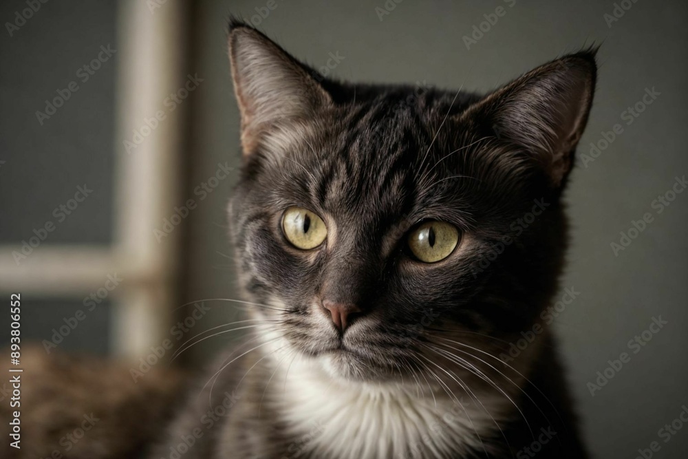 Pensive Tabby Cat with Green Eyes Pensive Tabby Cat with Green Eyes