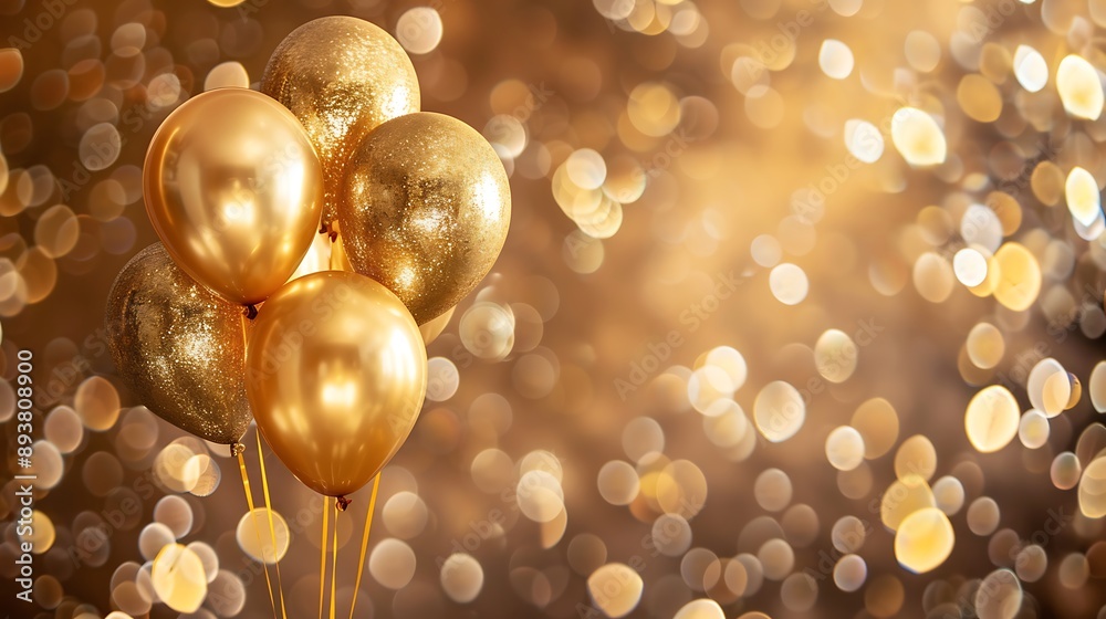 Golden Balloons with Bokeh Background Golden Balloons with Bokeh Background