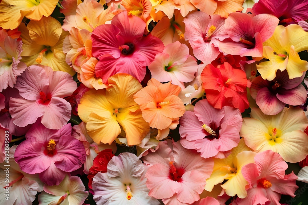 Fototapeta premium Colorful Hibiscus Flowers Close Up