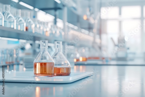Healthcare research in a futuristic biotech lab, side view, showcasing advancements in medical technology, advanced tone, Triadic Color Scheme