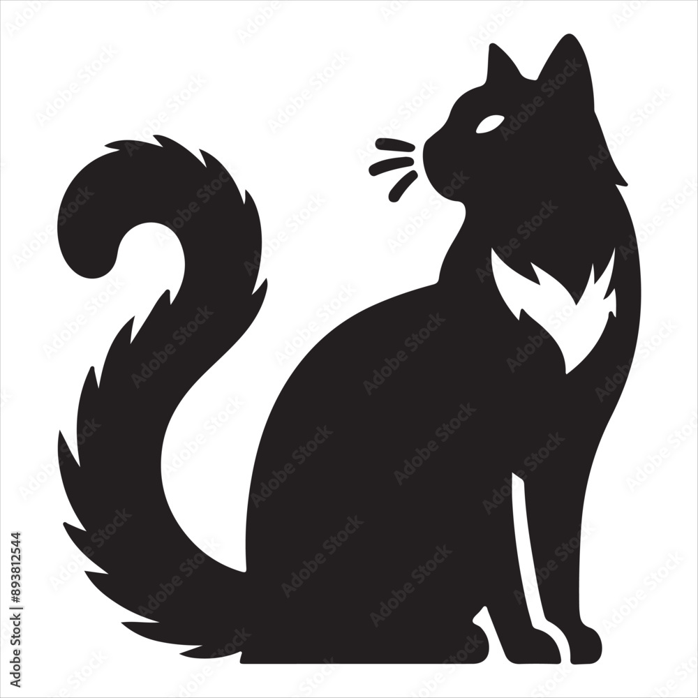 Obraz premium Elegant Cat Silhouette Vector Image - High-Quality Vector Art
