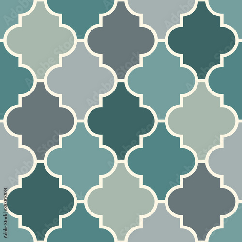 Oriental traditional pattern. Ogee ornament. Repeated maroccan crosses mosaic tiles. Lantern shapes motif. Tracery window wallpaper. Arabesque digital paper, textile print. Seamless surface design