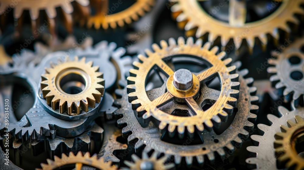 Close-up of gears and cogs in motion Close-up of gears and cogs in motion