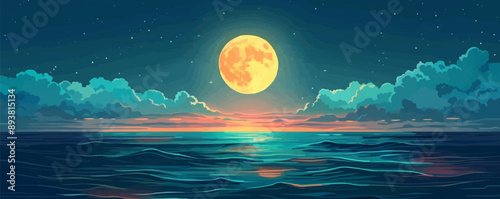 Full moon in the sky. Vector flat minimalistic isolated illustration.