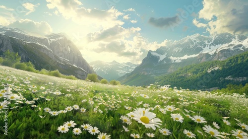 Mountain Meadow with Daisies