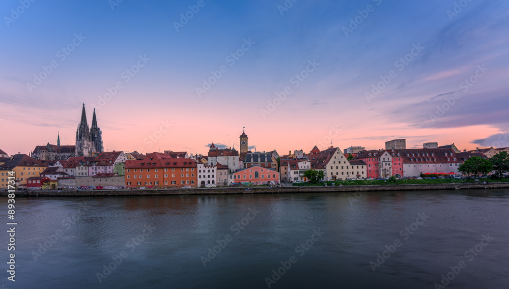 Panoramic view of Regensburg's old town on the Danube in Germany. Panoramic view of Regensburg's old town on the Danube in Germany.