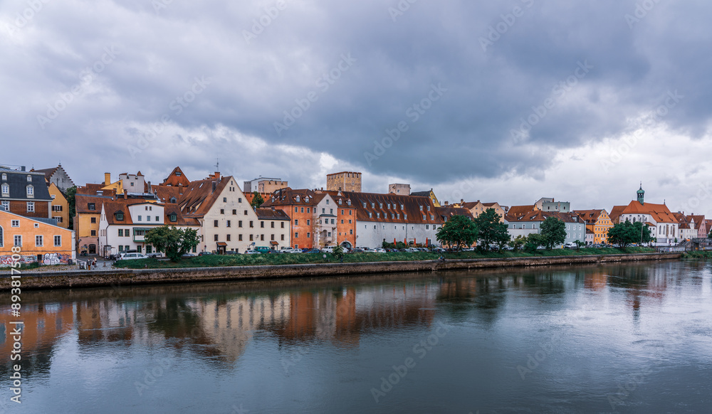 Panoramic view of Regensburg's old town on the Danube in Germany. Panoramic view of Regensburg's old town on the Danube in Germany.