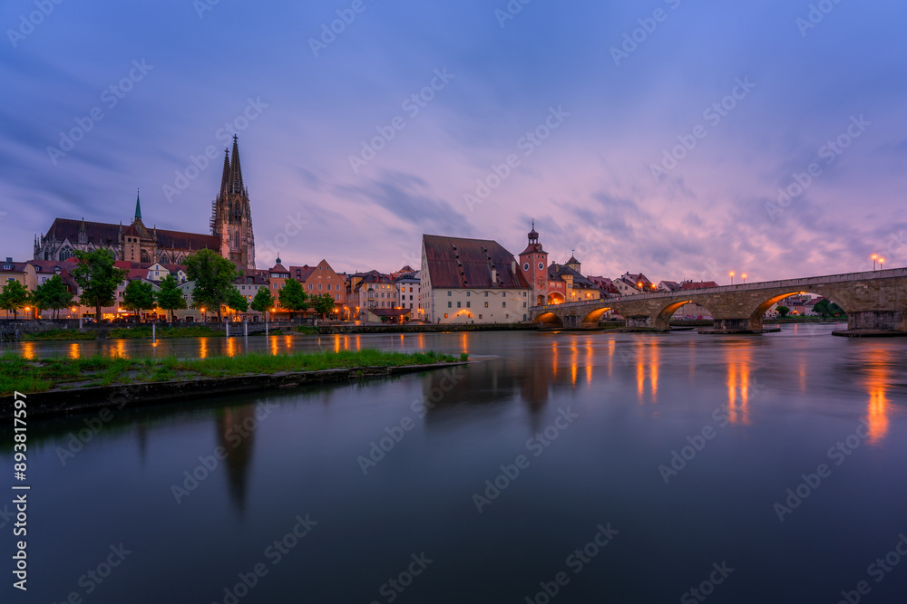 Panoramic view of Regensburg's old town on the Danube in Germany. Panoramic view of Regensburg's old town on the Danube in Germany.