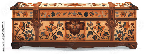 Antique chest with ornate carvings Vector flat minimalistic isolated illustration
