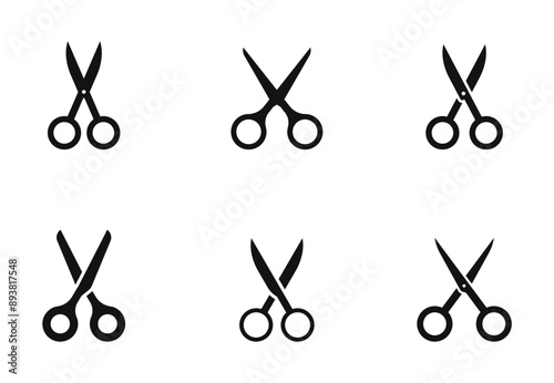 Scissor icon set. Black scissors. Vector icons.