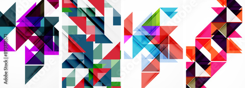 Set of abstract random triangle composition backgrounds. Vector illustration for for wallpaper, business card, cover, poster, banner, brochure, header, website