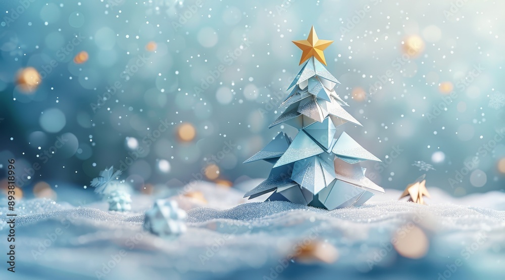 Obraz premium Paper Christmas Tree in Snow