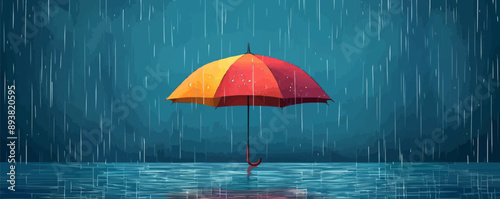 Colorful umbrella in rainy weather Vector flat minimalistic isolated illustration