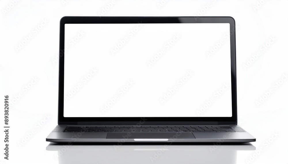 Laptop Mock-Up with Blank White Screen Display, Isolated on White Background Laptop Mock-Up with Blank White Screen Display, Isolated on White Background