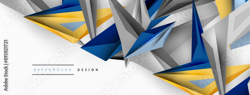 Minimal geometric abstract background. Low poly dynamic triangle design. Trendy techno business template for wallpaper, banner, background or landing