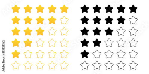 Star rate icons set. Flat and realistic style. Vector illustration.