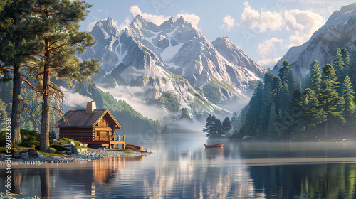 Rustic Cabin by a Tranquil Lake