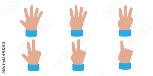 Hand set. Hand shows finger. Hand shows gesture.