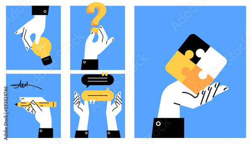Business concepts template. Business concepts set. Flat style.