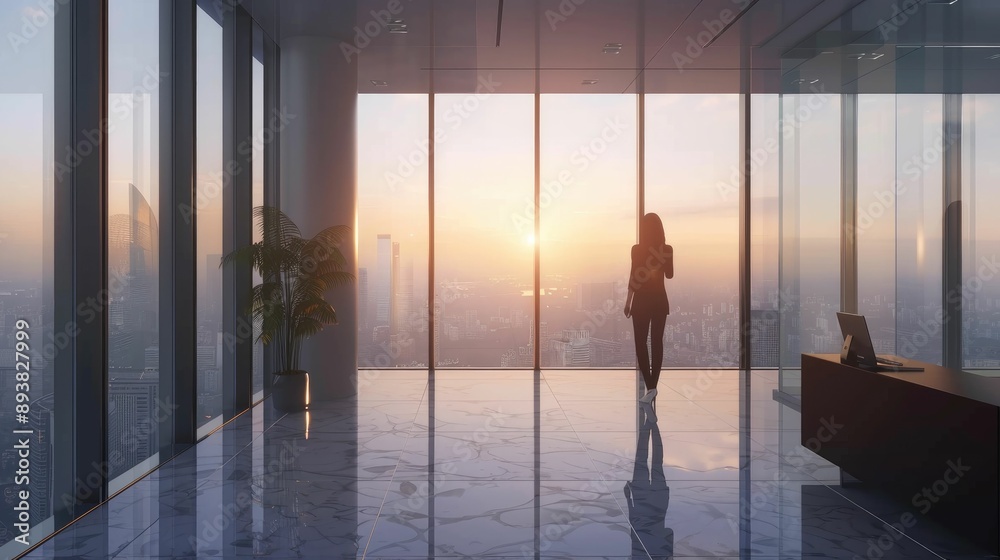 Confident business professional in a modern office with panoramic city views Confident business professional in a modern office with panoramic city views
