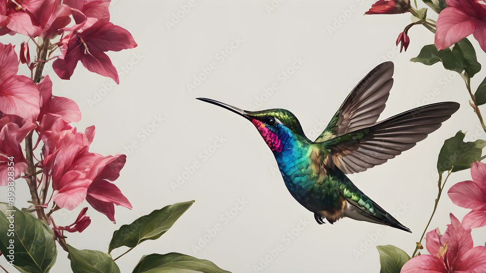 Delicate hummingbird logo design on white background. Generative AI