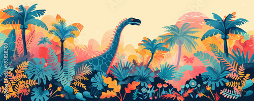 Exotic flora and fauna on an unfamiliar planet. Vector flat minimalistic isolated illustration