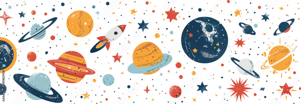 Toy galaxies on a plain white background. Vector flat isolated illustration. Toy galaxies on a plain white background. Vector flat isolated illustration.