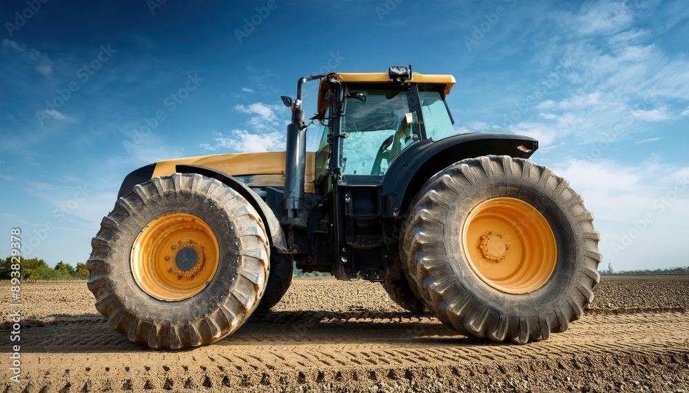 Large Tractor with Big Wheels – Close-Up Shot Large Tractor with Big Wheels – Close-Up Shot