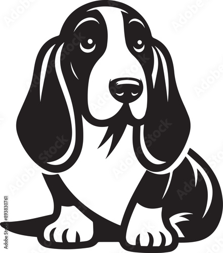 Basset hound vector icon isolated on a white background. Basset hound logo illustration.