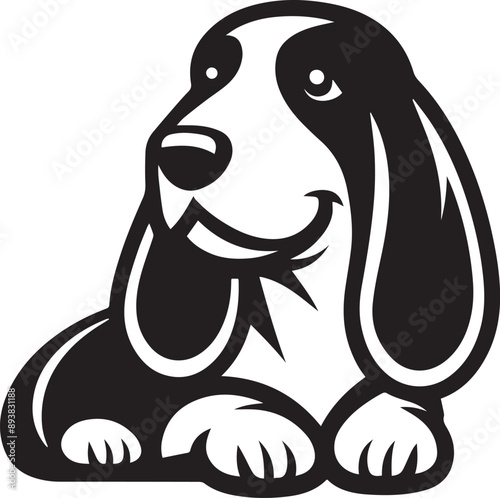 Basset hound vector icon isolated on a white background. Basset hound logo illustration.