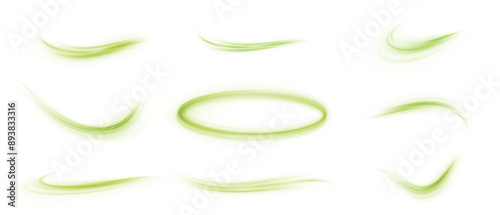 Green glowing Twirl circle on a white background. Special radiant effect. Glowing special effect for game design. Futuristic colorful pedestal, podium, platform. Vector PNG. For web design	
