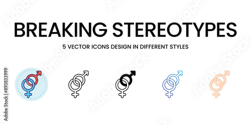 Breaking Stereotypes Icons set in different style vector icon stock illustration