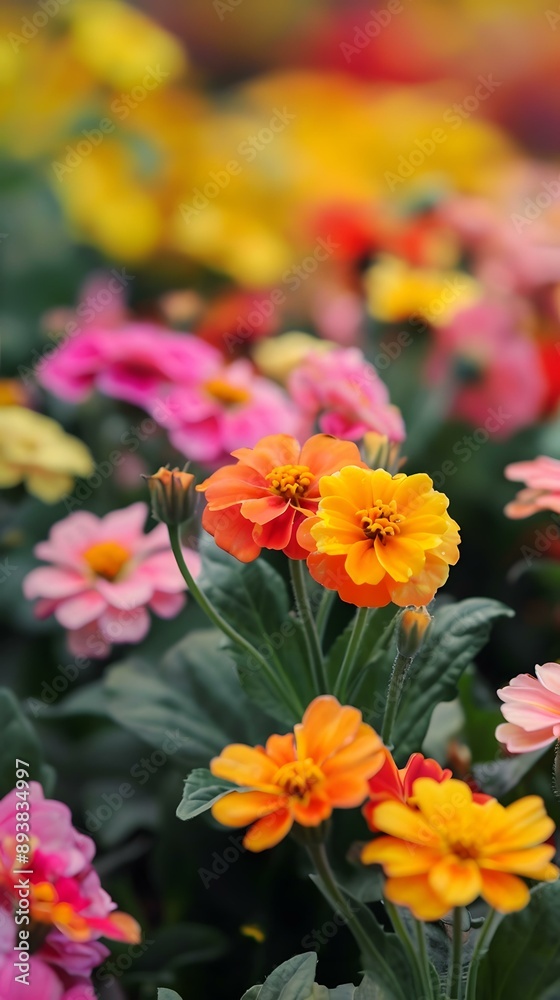 Orange and Pink Flowers in a Garden Orange and Pink Flowers in a Garden