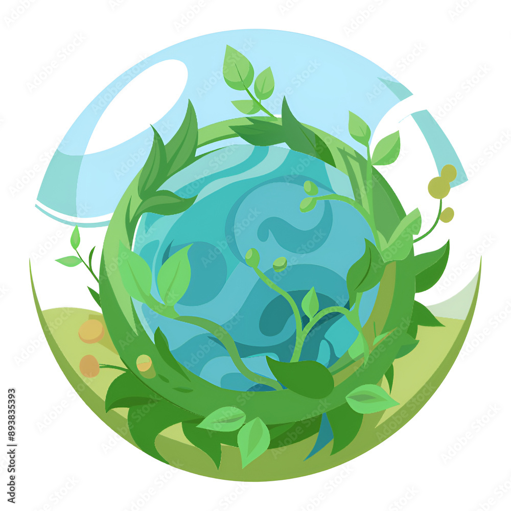 planet earth with leaves and plants vector planet earth with leaves and plants vector