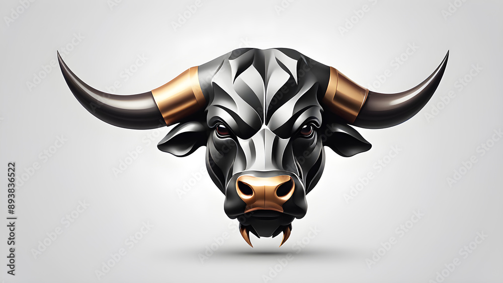 Powerful bull logo design on white background. Generative AI Stock ...