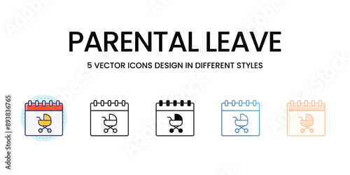 Parental Leave Icons set in different style vector icon stock illustration