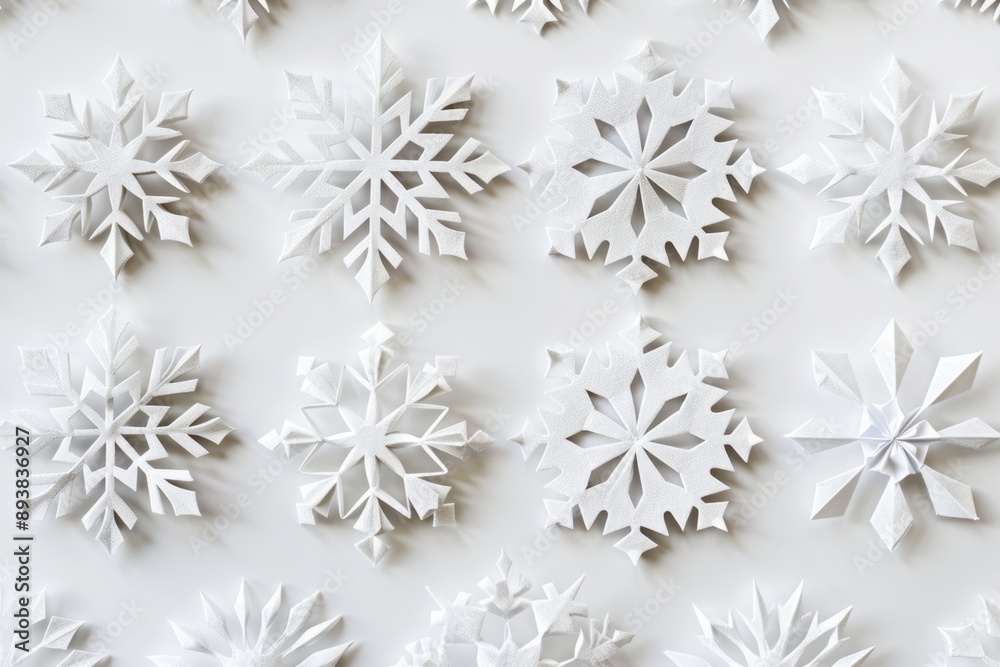 paper snowflakes on a white background Generative AI paper snowflakes on a white background Generative AI